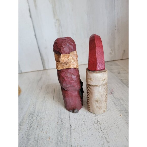 Rustic Crescent Moon Santa Claus vintage home decor Xmas figure set - Picture 4 of 6